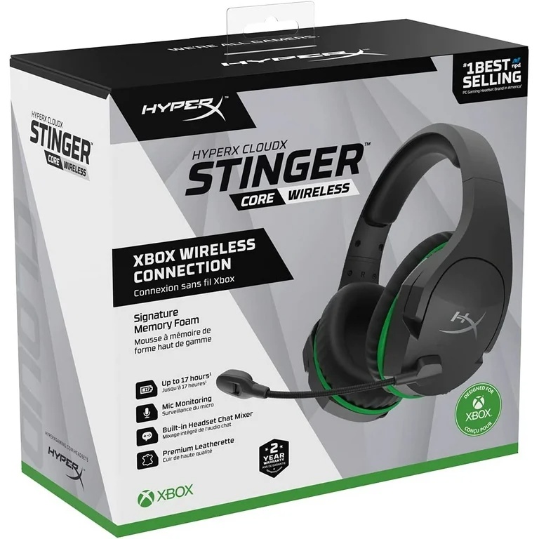 HyperX CloudX Stinger Core - Wireless Gaming Headset (Black-Green) - Xbox